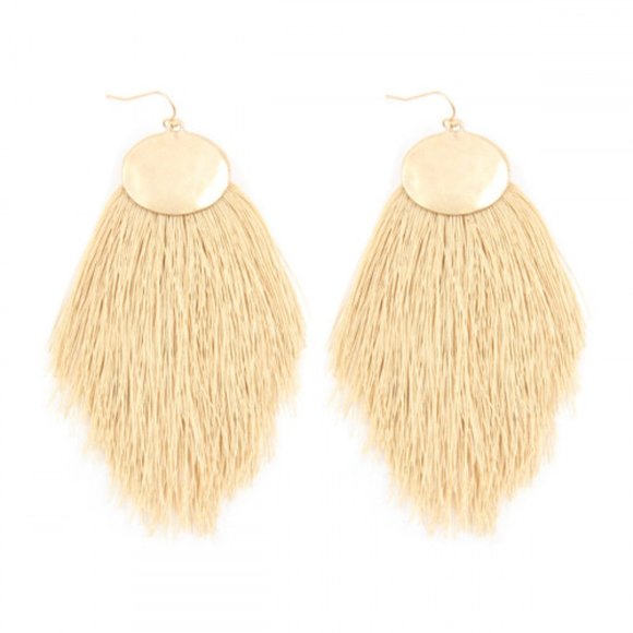 Blush & Belle Jewelry - Sand Oversized Boho Thread Tassel Drop Earrings